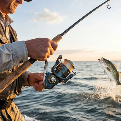 Spinning Fishing Reel 33LBs Max Drag 5.2:1 Gear Ratio Water Resistant Design for Bass Trout Salmon Freshwater Angling Pesca
