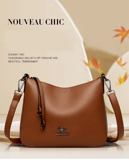 Women's Luxury Designer Top-Handle Bags Soft Leather Handbag Ladies Solid Color Shoulder Crossbody Bag Messenger Commuting Sac