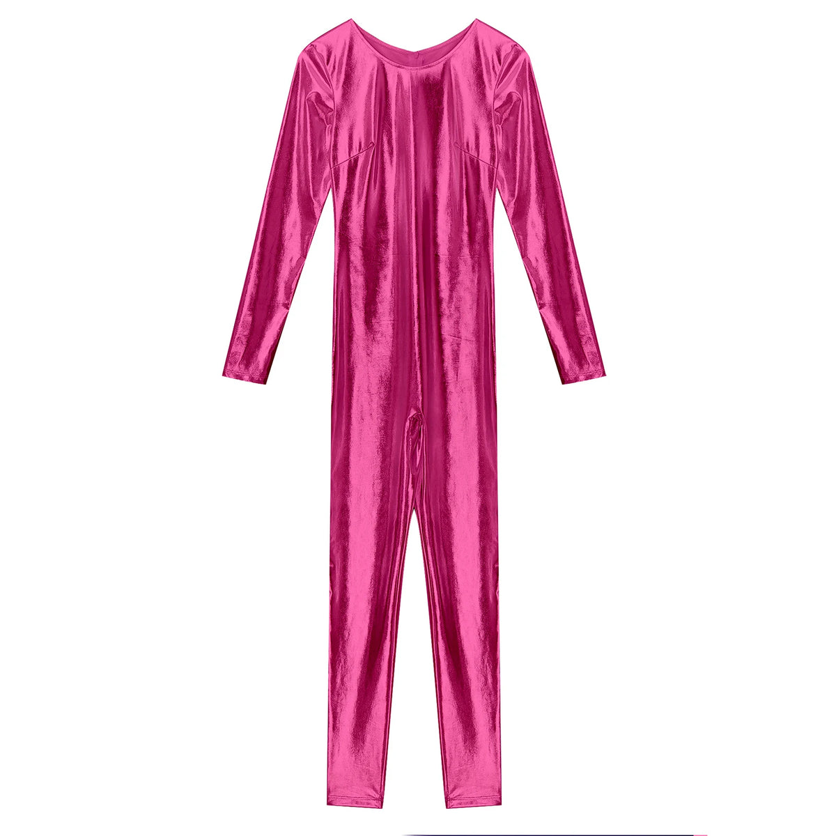 Womens Metallic Shiny Bodysuit Clubwear Long Sleeve Slim Fit Full Body Jumpsuit Nightclub Rave Party Musci Festival Costumes