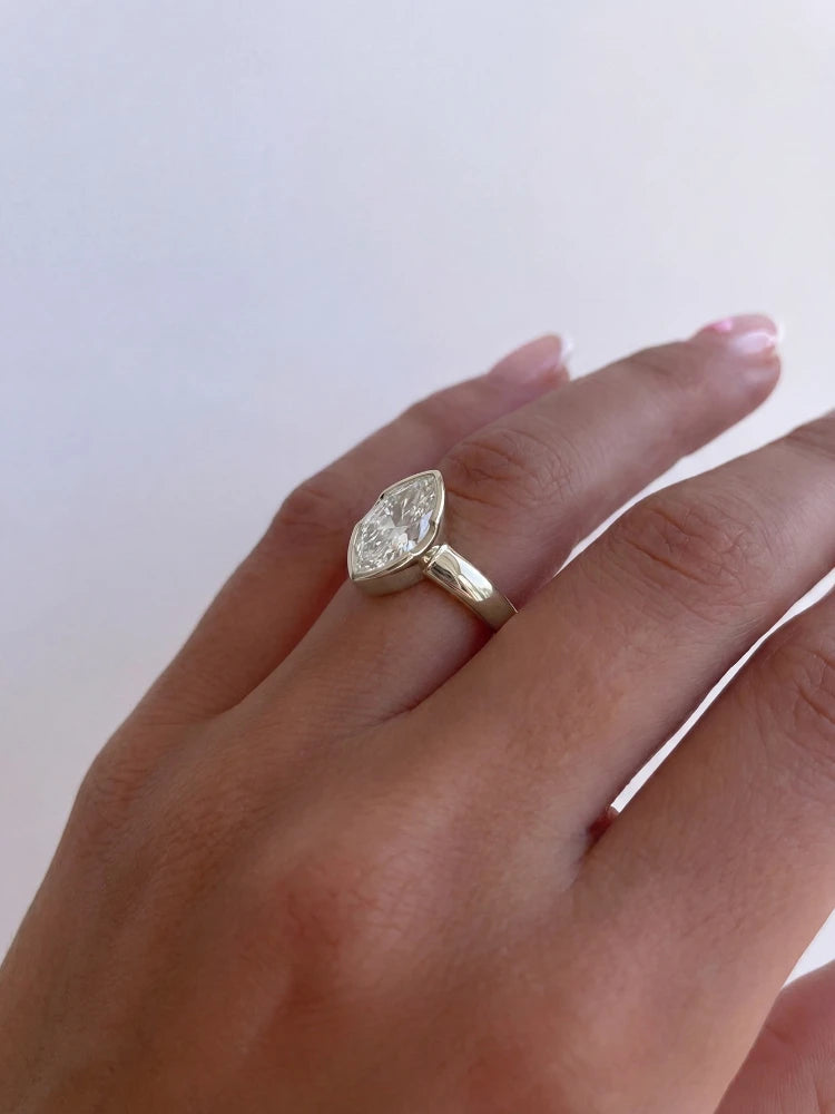 925 Sterling Silver 6*12mm Shining Glossy Marquise Zircon Ring for Women Engagement Wedding Luxury High Quality Fine Jewelry