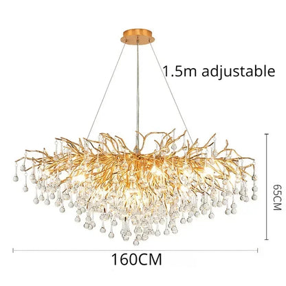 Rectangle Luxury Gold Crystal Chandelier For Dining Living Room Lobby Kitchen Table Modern Lurxy Gold Crystal Celling Chandelier