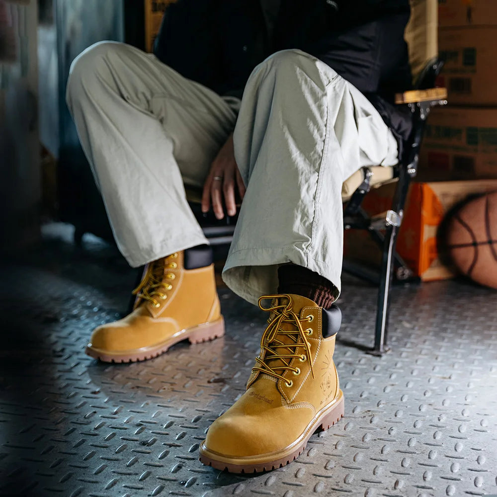 Mr.A Classic Couple Style High-Top Wear-Resistant Yellow Boots Outdoor Hiking Leather Comfortable Retro Warm Boots Autumn Winter Men's Waterproof Boots
