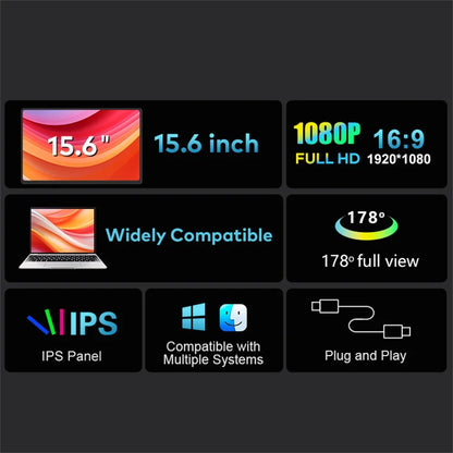 Rospider 15.6 Inch Dual Screen Extender Display FHD IPS Triple Expandable Monitor High Definition for Laptop Productivity