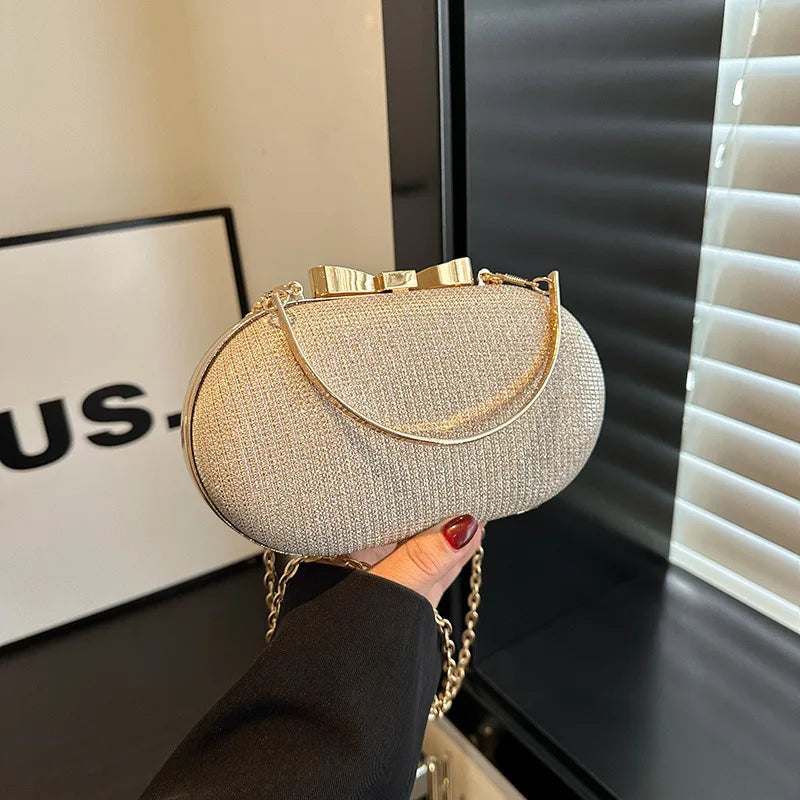 Luxury Sequined Hand-held Dinner Bag, Elegant Style Bag, High-end Chain Single-shoulder Crossbody Bag, Handbag for Wedding Party