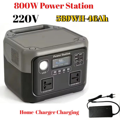 New 800W 589WH Portable Power Station 600W/800W Solar Generator Backup Power Bank for Outdoor Camping, Home Emergency, RV Travel