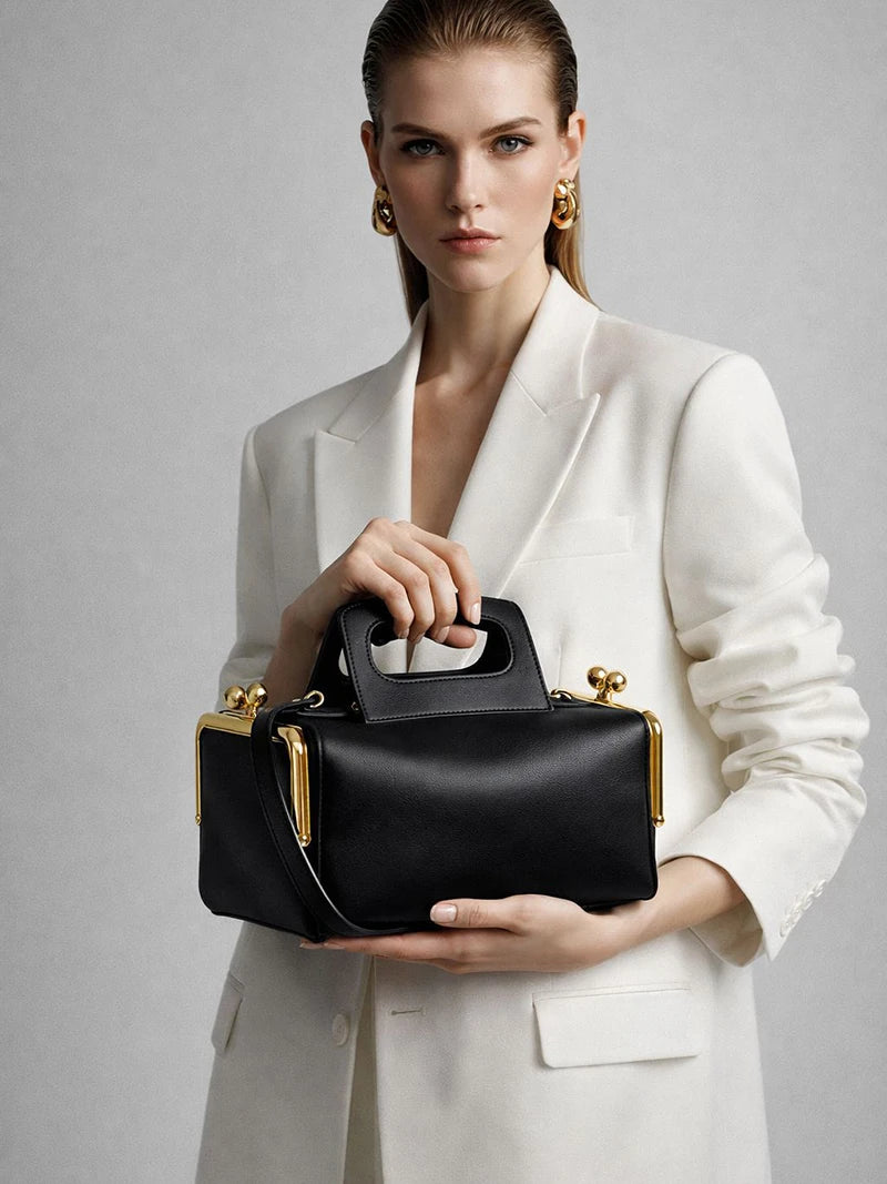 NEW Two side clamp design Frame Kiss lock Bag For Women Luxury Designer Handbag Purse 2026 New In PU Underarm Shoulder Bag