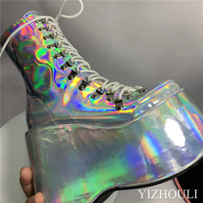 12.5cm fashion wedge heel, stage performance style, street style, sexy custom boots, model stage show ankle boots