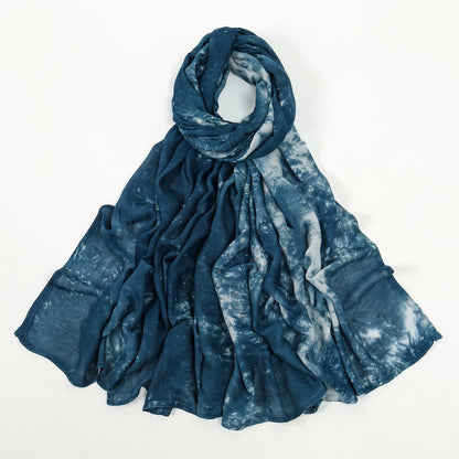 190*90cm Big Size Modal Cotton Hijab Women Tie-dye Scarf Double Stitching Shawl Muslim Gradient Plain Cotton Rayon Headscarf