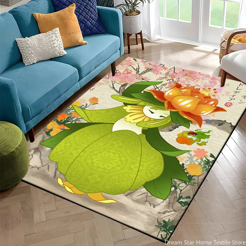 Japanese Anime Pokemon Card Retro Charizard Area Carpet for Living Room Home Decor Sofa Table Rug Anti Slip Chair Floor Mat Gift