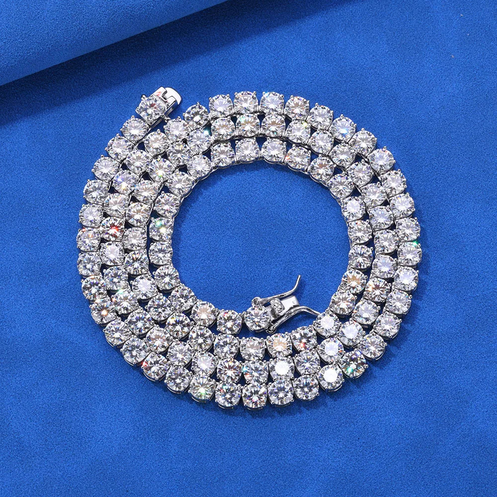 D VVS1 Full Moissanite Tennis Necklace 925 Sterling Silver 2-6mm with GRA Necklaces for Women Man Wedding Jewelry Fashion Gift