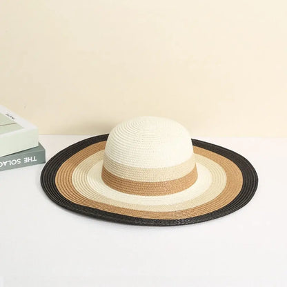 Fashion Straw Tote Bag Stripe Large Capacity Woven Shoulder Bag Square Zipper Woven Hat Vacation Top-Handle Bags