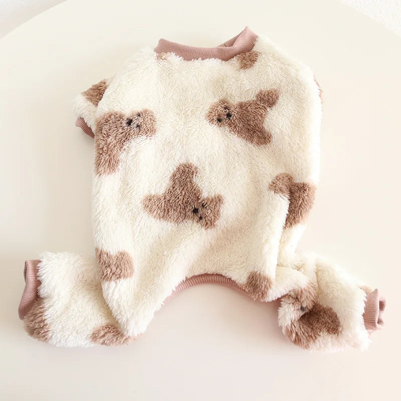 Multi Colors Winter Thick Furry Dog Clothing 4 Legged Fat Dog French Bull Sweatshirts Full Cover Pet Puppy Jumpsuit