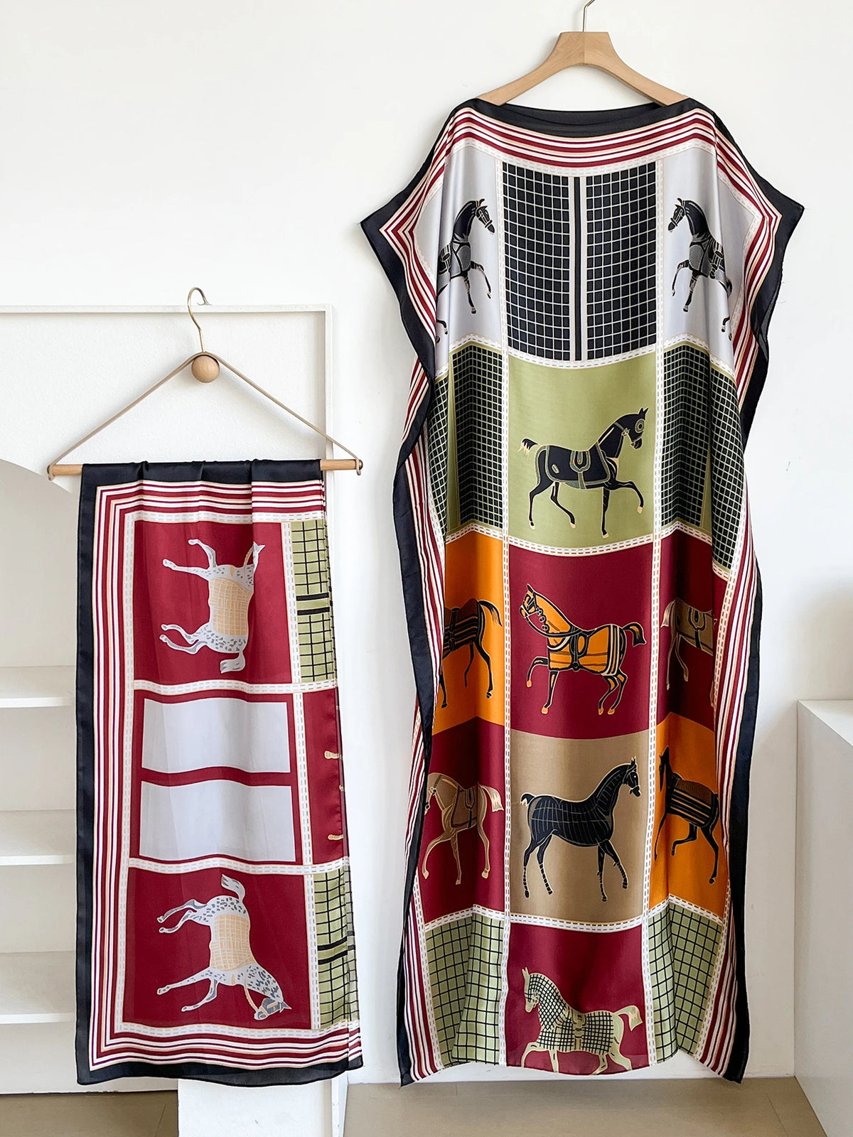 Elegant Printed Silk African Shawl Summer Fashion Long Hijab Kaftan Dress Oversize Muslim Lady Kuwait Abaya Scarf for Women