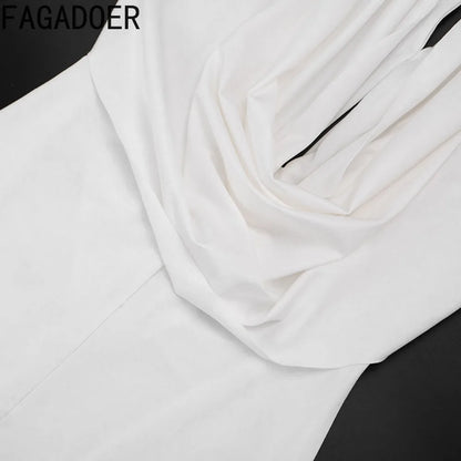 FAGADOER Sexy Solid Color Bodycon Jumpsuits Woman Halter Deep V-neck Sleeveless Backless Rompers Female Streetwear Overalls 2026