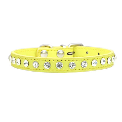 Personalized Rhinestones Dog Collar 16 Colors PU Leather for Small Dog Puppy Chihuahua Pink Pet Strap Necklace Pet Accessories