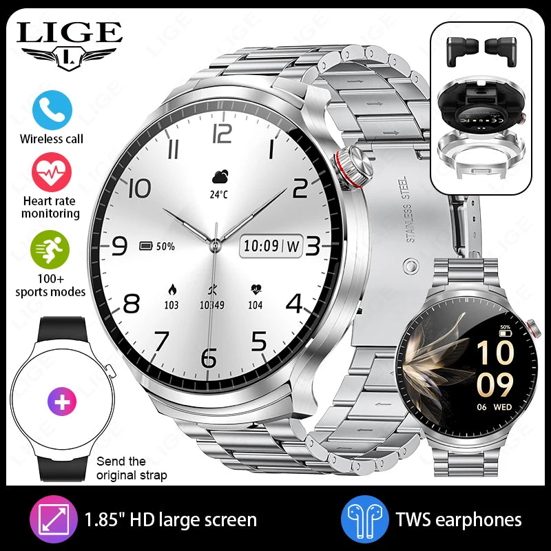 2026 New TWS 2 in 1 Smart Watch with Earbuds Bluetooth Call Earphone Smartwatch Men Women Heart Rate Monitor Sport Music Watches