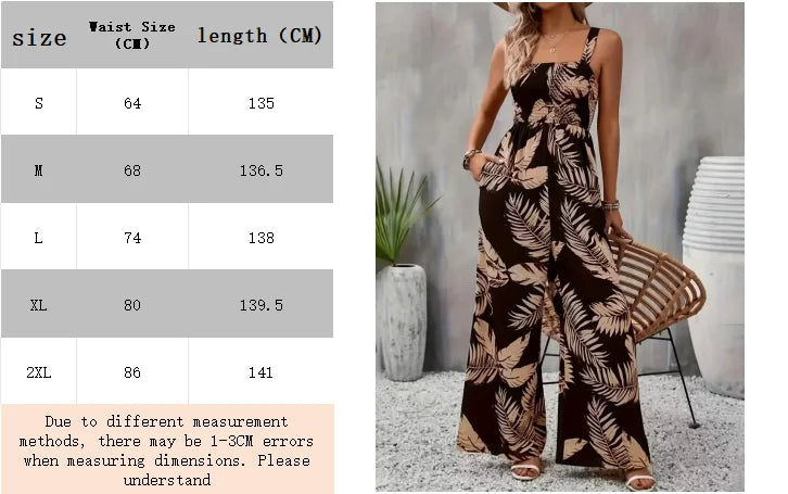 Women's Summer Elegant Back Hugging Tropical Printed Overalls