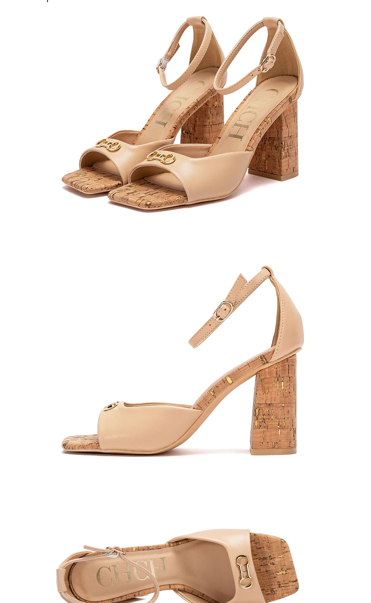2024 Fashion High Heels Women's Luxury Design Sandals Metallic Flower Square Toe Fine Heel Party Dress Shoes High Heels