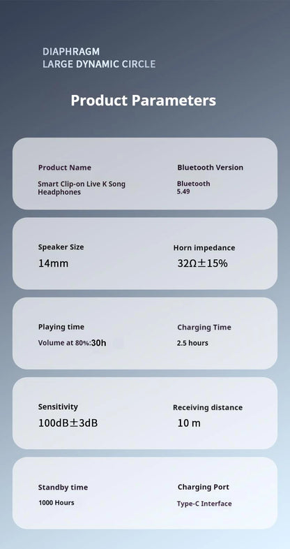 Lavalier HD Screen Bluetooth Headphones 30H Play Surround Sound Headsets Noise Reduction Wireless Earphones Handsfree In HD Mic