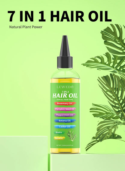 7-IN-1 Hair Oil for All Hair Types Natural Plant Oils Complex Hair Care Serum Reduces Breakage Hydration & Shine Hair Essence