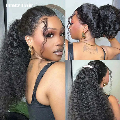 Glueless 13x4 Lace Frontal Pixie Curly Wig Human Hair 360 13x6 Deep Wave Wigs for Woman Ready to Wear Glueless Wigs 300 Density