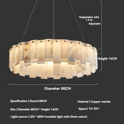 Minimalist Luxury Pendant Lights Solid Brass Natural Spanish Marble Chandelier Elegant for Living Room Dining Room Bedroom