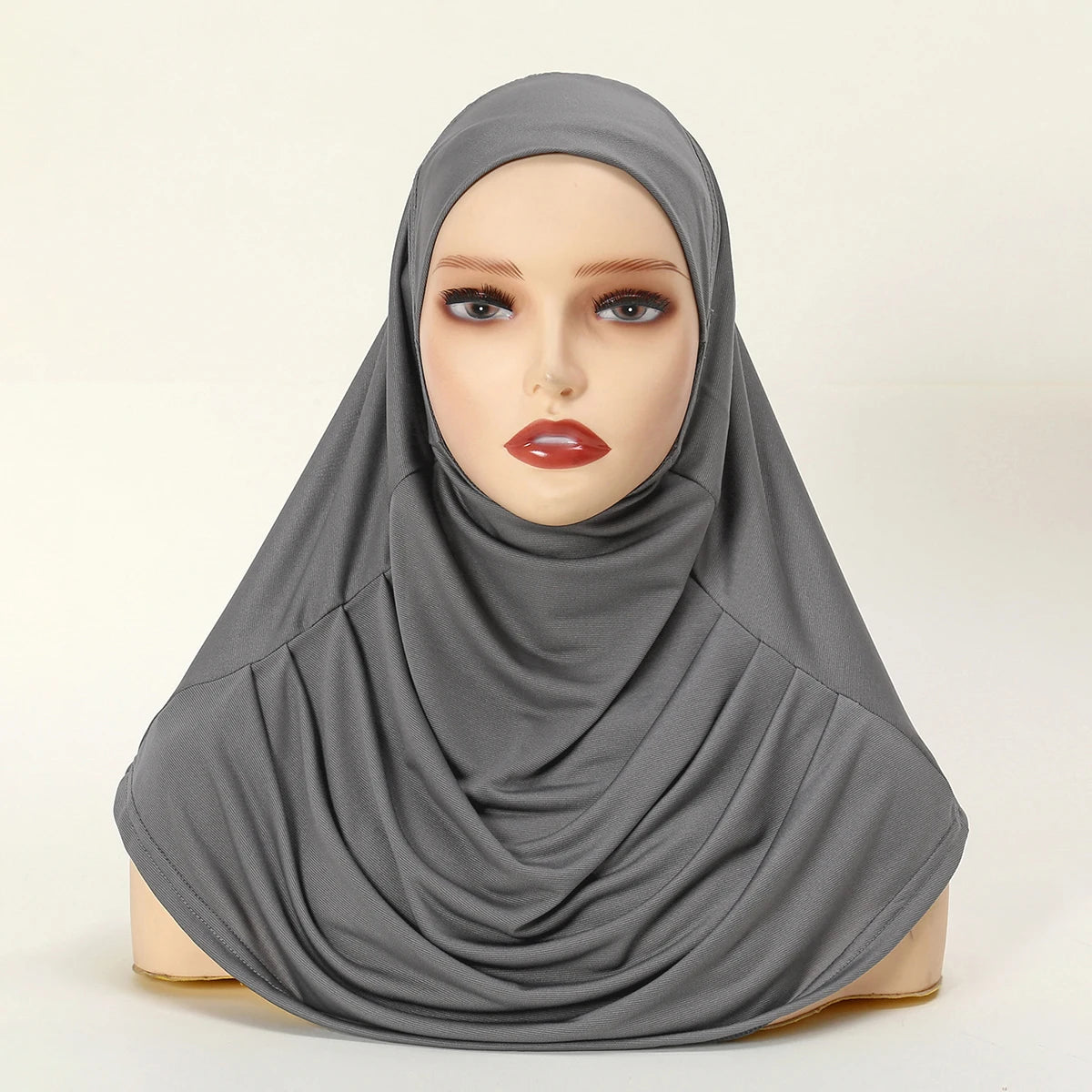 New Ready To Go Wear Instant Hijab for Women Solid Color Hemp Headscarf Neck Cover Sports Hijabs Pinless Islam Shawls and Wraps