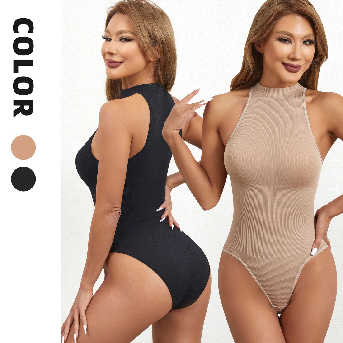 Women's SleevelessOuterwear withA Bottom Layer and Buckle for BodyShaping and Abdominal Compression One-piece T-shaped Shapewear