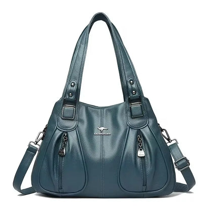 Genuine Soft Pu Leather Handbags for Women Vintage Shoulder Tote Bag Luxury Designer Ladies Large Capacity Purse Bags Sac A Main