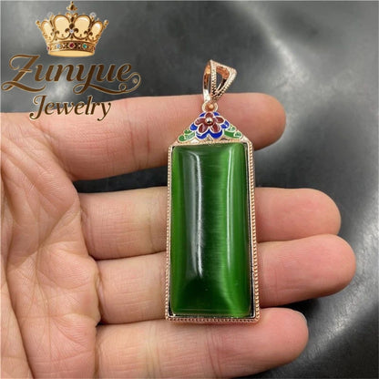 Natural Colorful Cat's Eye Stone Pendant Necklace Elegant Fashion Daily Wear Luxury Quality Fine Jewelry For Women Unisex Gift