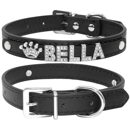 Personalized Small Dogs Chihuahua Collar Bling Rhinestone Dog Collars Free Custom Pet Dogs Cats Name Charms Pet Accessories