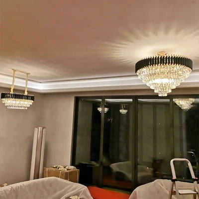 Villa Luxury Living Room Chandelier K9 Crystal Restaurant Pendant Lights Modern Ceiling Chandelier Dining Table Indoor Home Lamp