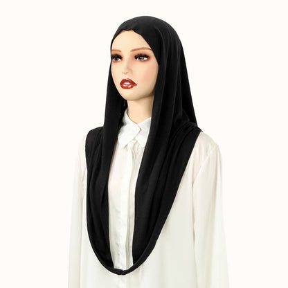 Hot Selling Ins Soft Jersey Instant Hijab Scarf for Women Muslim Solid Color Ready to Wear Hijab  Sport Underscarf Headwraps