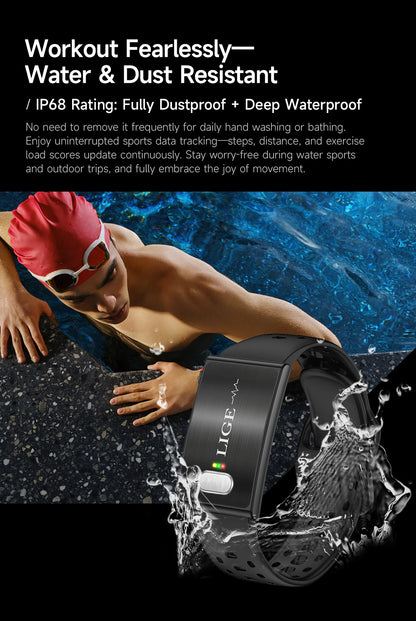 LIGE 2026 ECG+PPG Nursing Grade Smart Bracelet HRV Body Fat BMI Blood Pressure Body Temperature Men Women Health Sports Watches