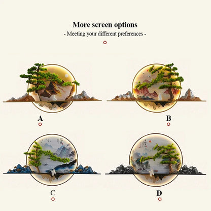 TINNY Modern LED Wall Picture Light Inside Creative Chinese Pine Landscape Mural Sconces Lamp for Home Living Bedroom Study