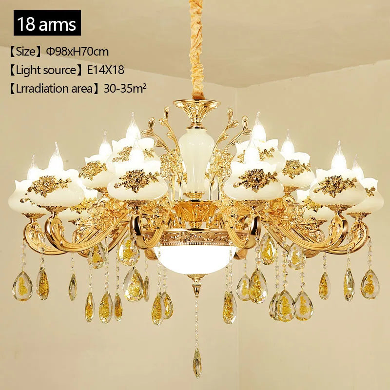 Nordic Luxury Gold Crystal LED Ceiling Chandelier LOFT Villa Lustre LED Pendant Lamp Living Room Hotel Hall Decor Hanging Lamps