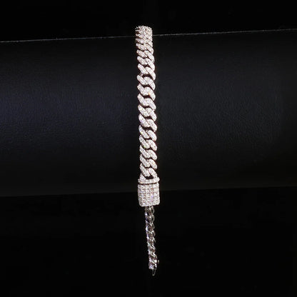 Fine 6MM VVS Moissanite Cuban Chain Hip Hop Jewelry for Women 925 Sterling Silver VVS Necklace Bracelet for Gift