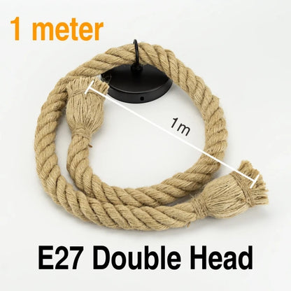 Hemp Rope Pendant Lights E27 Vintage Retro Hemp Rope Lamp Hanging Lamps Creative Loft Home Chandeliers LED Light Base AC85V-265V