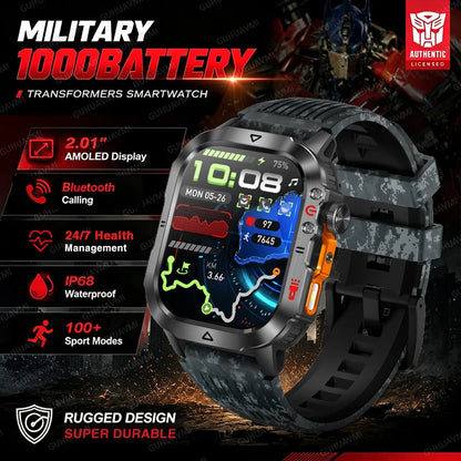 New Custom Co branded Men Transformers Smart Watch Outdoor 100mAh Battery GPS Flashlight BT Call Waterproof Sports Smartwatches