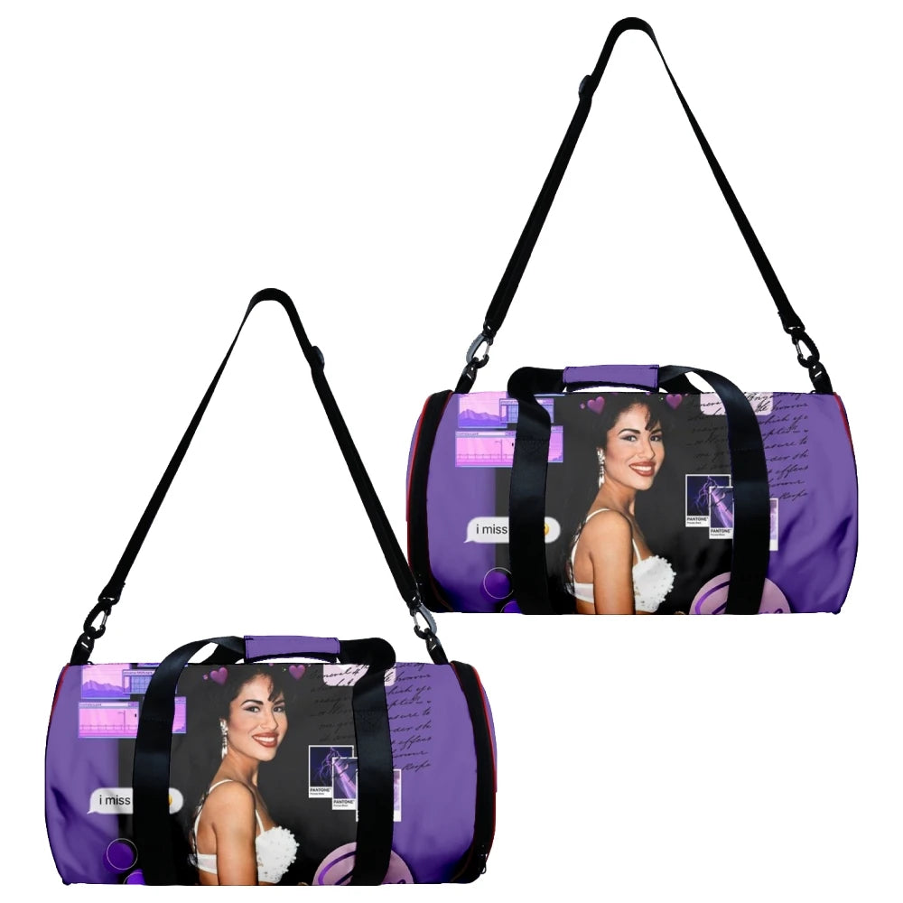Popular Selena Quintanilla 3D Printed Large Capacity Travel Bags Barrel Shape Crossbody Bag Outdoor Sports Bags Gym Yoga Bag