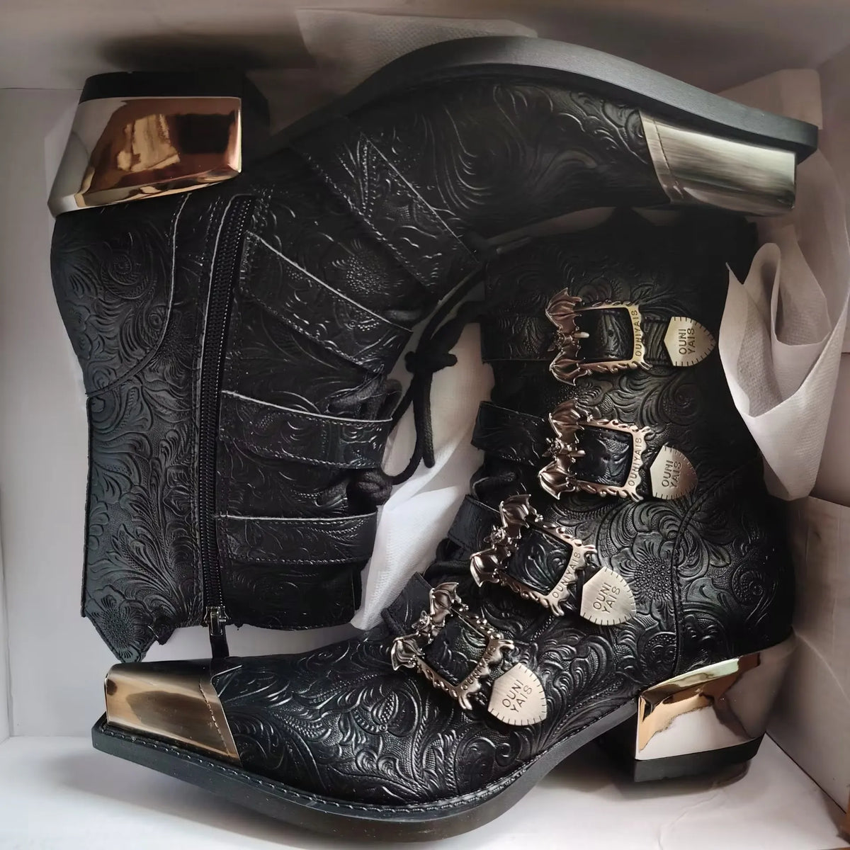 Retro Metal Head Western Cowboy Short Boots Spring 2026 New Pointed Chelsea Height-Increasing Men's Women's Footwear