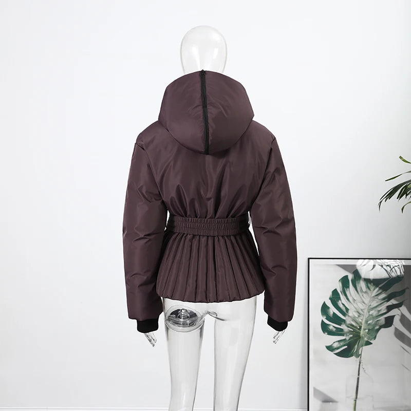 Detachable Sleeve Hooded Quilted Jackets 2026 Winter Ladies Solid 2-in-1 Zippers Waistcoat Cotton Coats Women's Warm Outwear