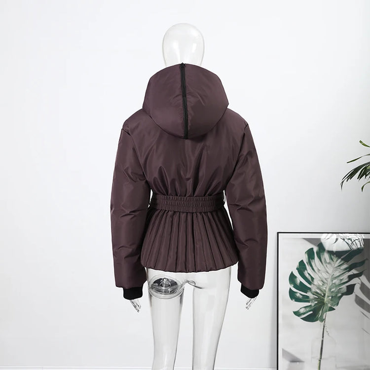 Detachable Sleeve Hooded Quilted Jackets 2026 Winter Ladies Solid 2-in-1 Zippers Waistcoat Cotton Coats Women's Warm Outwear