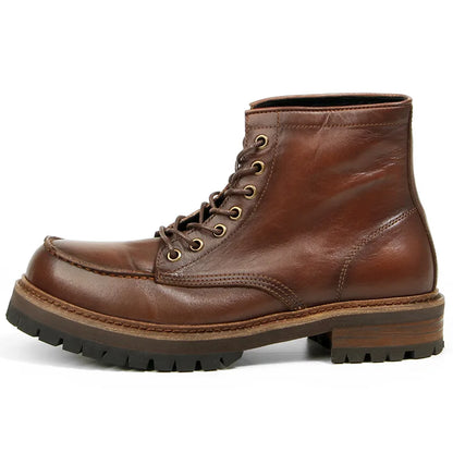 Vintage Work Boots Men's Winter High-top Leather Boots Men Mid-top Short Boots