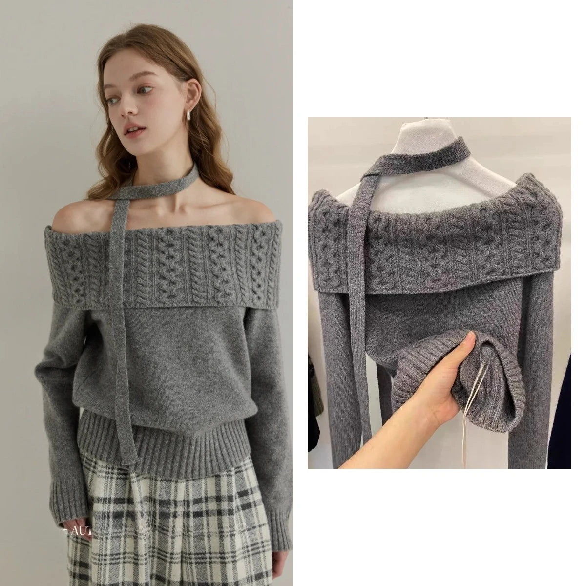 Sweet Daily Streetwear Japanese Women Slim Fit Off Shoulder Knit Jumper Soft Long Sleeve Fashion Pullover Sweater