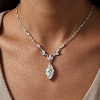CEICI GRA Certified 3CT Marquess Cut Moissanite Necklace for Women 925 Sterling Silver 18K Gold Wedding Fine Jewelry Gift