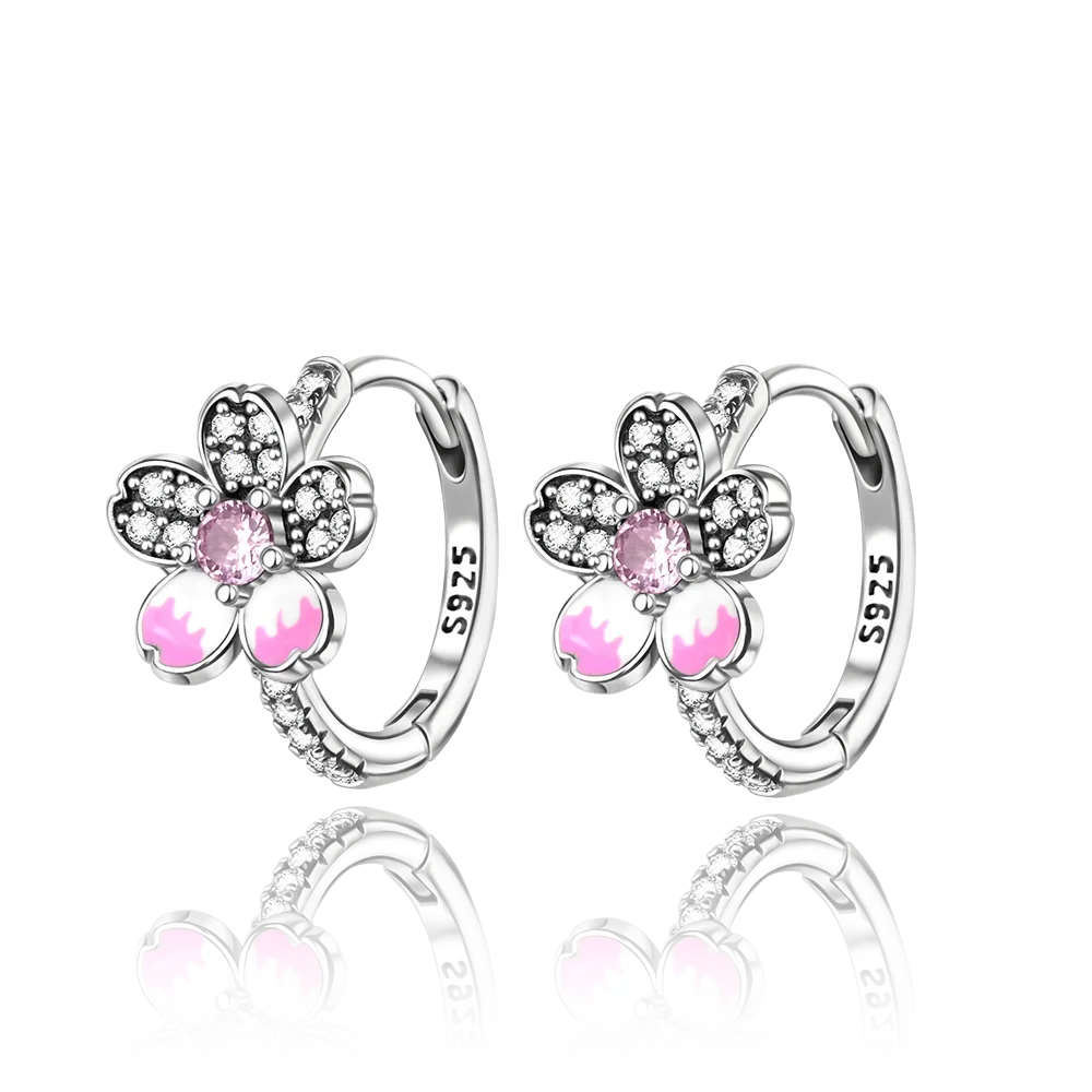 Original 925 Sterling Silver Luxury Bow Flower Shaped Clover Rose Pendant Earrings Elegant Mature Women Delicate Jewelry Gift