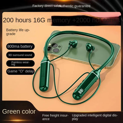 200H Music Time TWS Magnetic Wireless Headphone Neckband Bluetooth 5.2 Earphone headset Sport Waterproof Earbud MP3 player w MiC