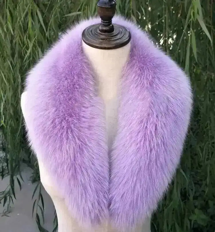 Natural Color Raccoon Fox Real Fur Collar Scarf Genuine Big Size Scarves Warp Shawl Neck Warmer Stole Muffler with Clip Loops #6