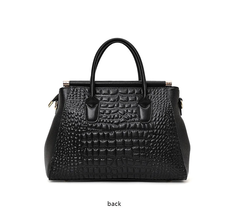 Aidrani Genuine leather women's handbag, fashion crocodile pattern design, high-end luxury cowhide bag large capacity